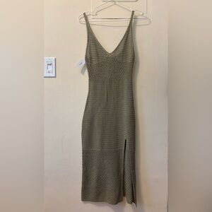 Aritzia Wilfred Evie crochet midi dress in the color Pastel Sage Green Size XS